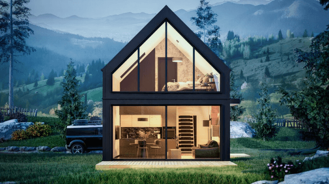 Elewacja tylna domu modułowego UTEN