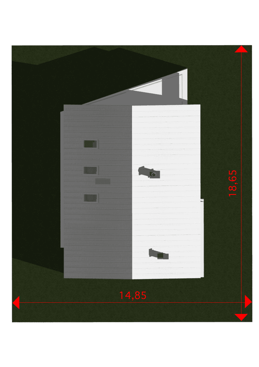 Usytuowanie domu na działce Nasza Stodoła S szkielet drewniany