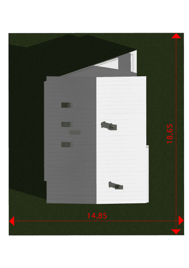 Usytuowanie domu na działce Nasza Stodoła S szkielet drewniany