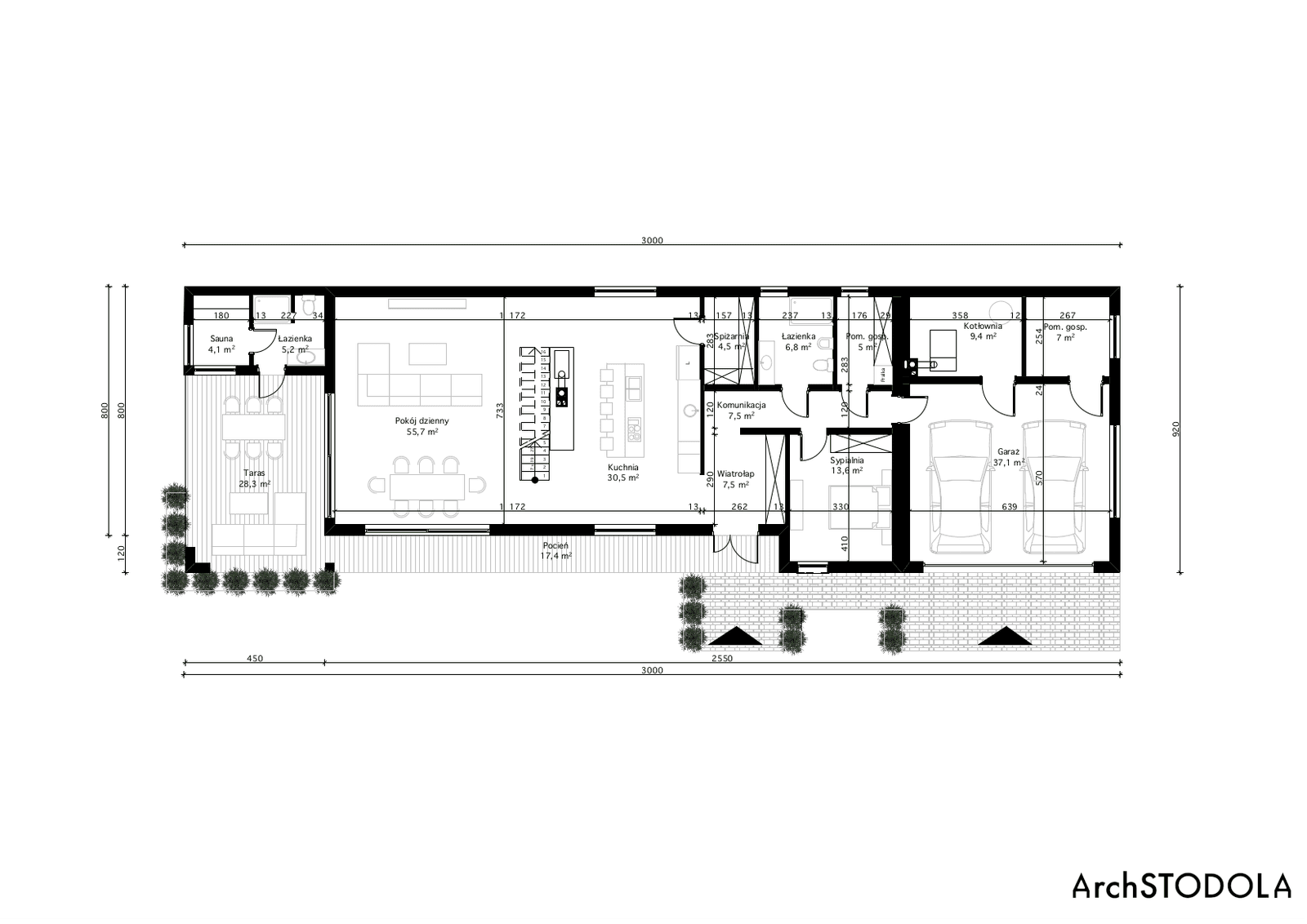 Rzut parteru Nasza Stodoła szkielet drewniany