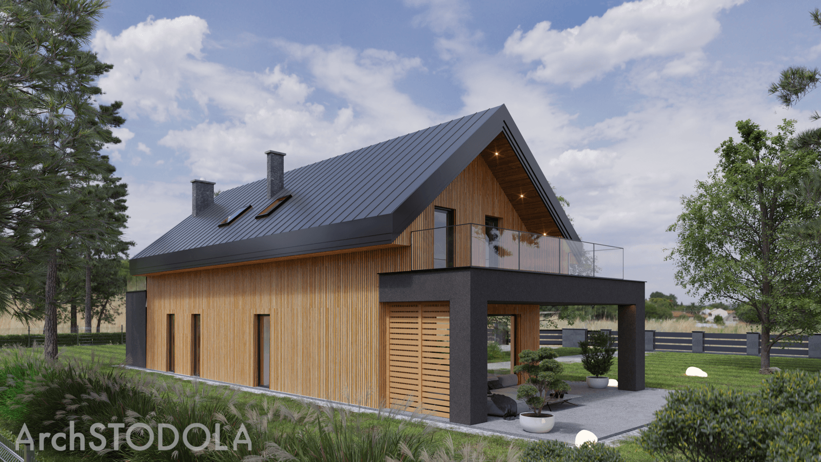 Projekt NASZA STODOŁA M o pow. użytkowa 161,7 m2 + pow. garażu i kotłowni 25,00 m2