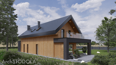 Projekt NASZA STODOŁA M o pow. użytkowa 161,7 m2 + pow. garażu i kotłowni 25,00 m2