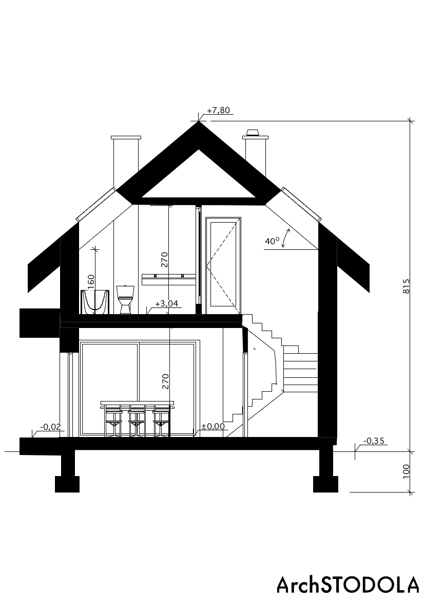 Przekrój - projekt domu Nasza Stodoła S