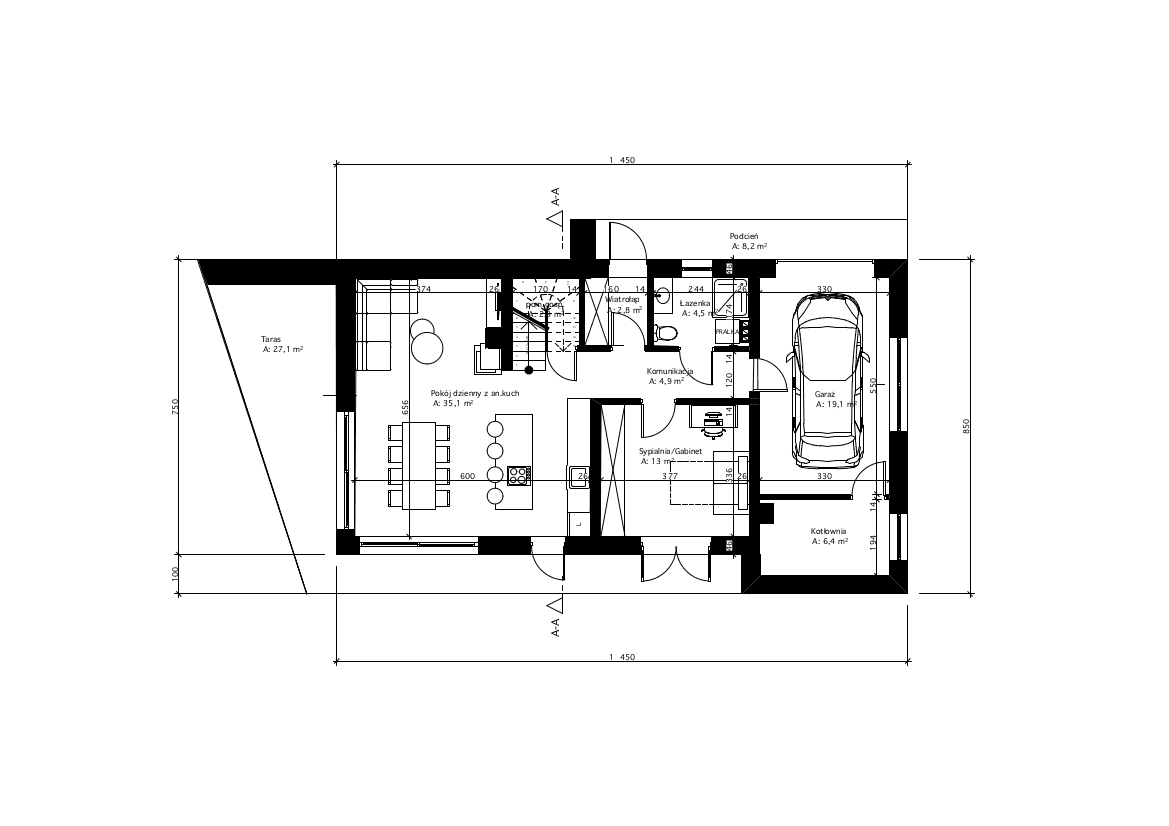 Parter w domu Nasza Stodoła powiększona murowany