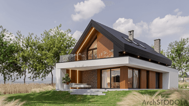 pow. użytkowa 121,0 m2 + pow. garażu i kotłowni 25,5 m2 Projekt NASZA STODOŁA S POWIĘKSZONA