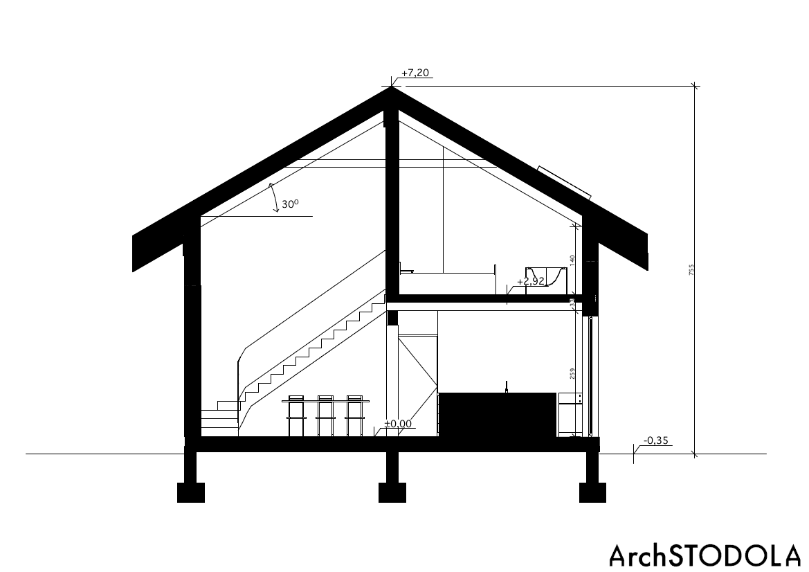 Przekrój w domu Stodoła Chalet