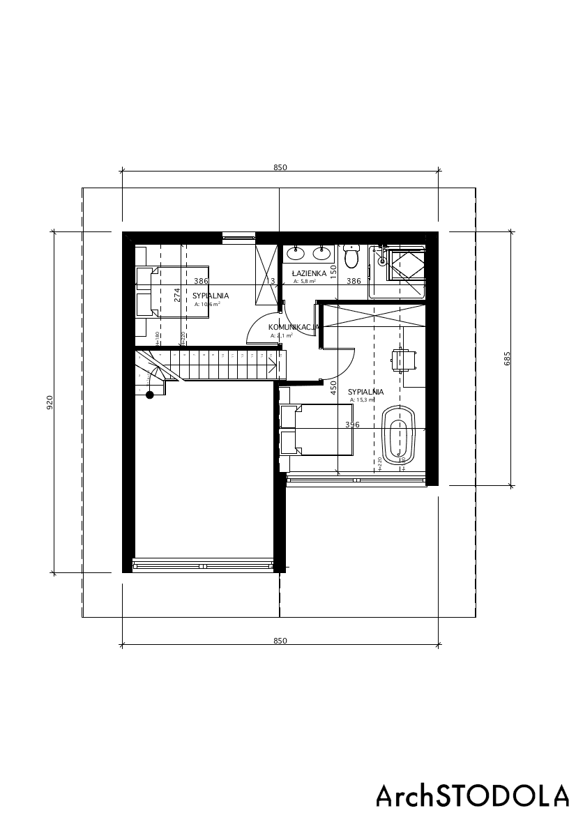Antresola i małe poddasze w domu Stodoła Chalet