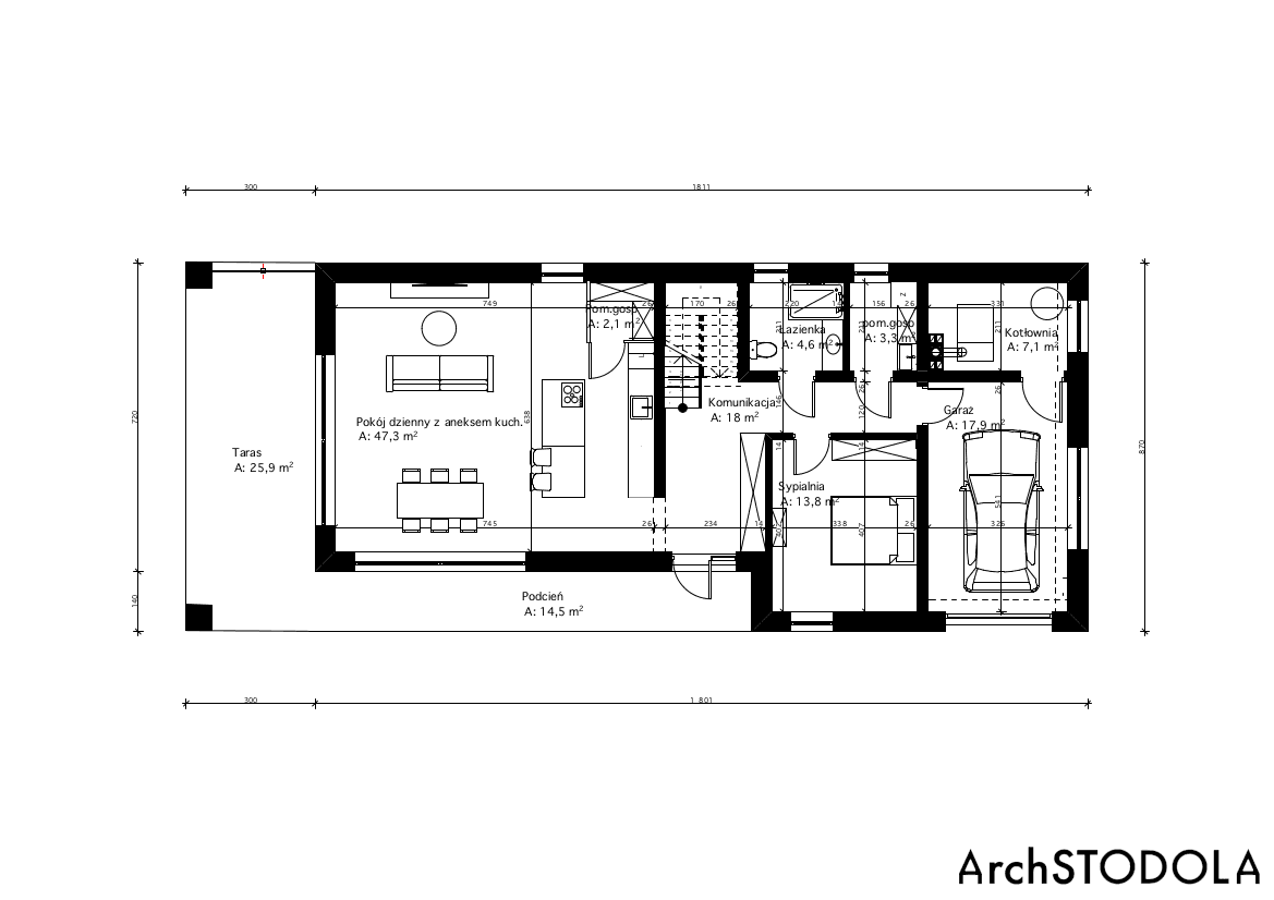 Rzut parteru Stodoła M szkielet drewniany