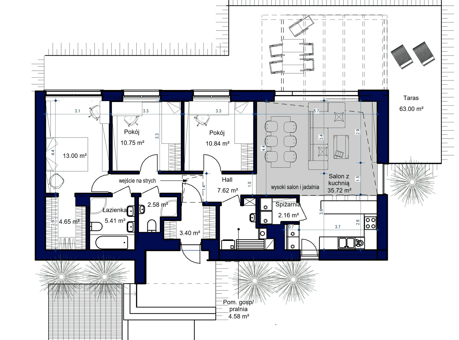 Projekt parterowy Domidea 12 w6