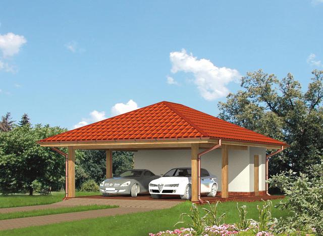 Wiata garażowa z pomieszczeniem gospodarczym G29