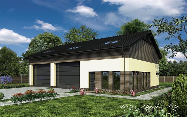 Budynek garażowo-magazynowy z pom. pomocniczymi i poddaszem użytkowym GMC30b