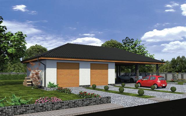 Budynek garażowo-magazynowy z wiatą GMC34