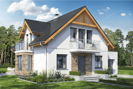 Projekt domu Baste 3 z garażem widok na dom jednorodzinny