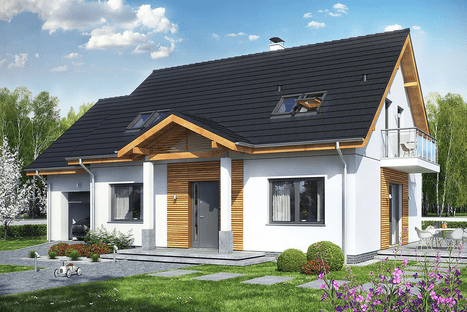 Wizualizacja domu Sowa 12 z garażem dom jednorodzinny