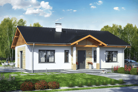 Wizualizacja projektu domu jednorodzinnego parterowego Terrier 2 bez garażu