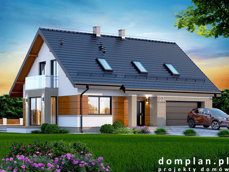 Wizualizacja domu jednorodzinnego Darlena z wykuszem