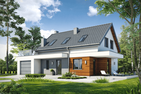 Projekt domu z poddaszem i dachem dwuspadowym Uroczy D44